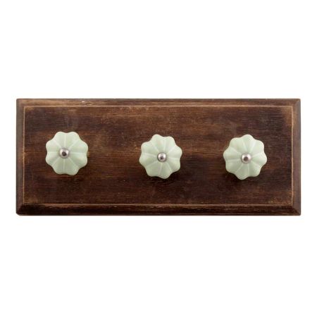 Light Green With Silver Line Medium Ceramic Melon Wooden Hook 